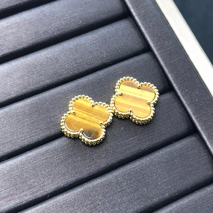 [Mystic Crown]CLOVER MEDIUM 1 MOTIFS TIGER EYE EARRINGS