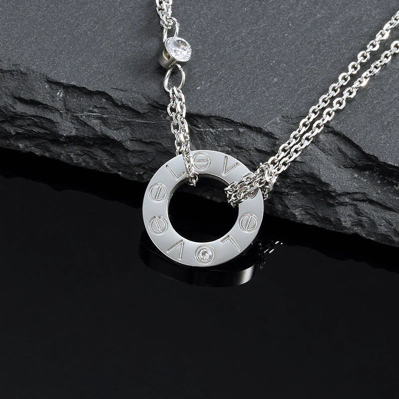[Mystic Crown]LOVE NECKLACE 16MM 2 DIAMONDS