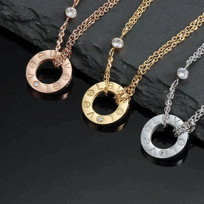 [Mystic Crown]LOVE NECKLACE 16MM 2 DIAMONDS