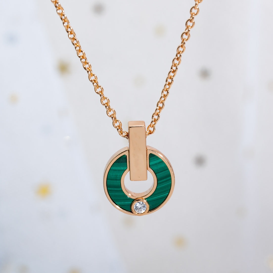 [Mystic Crown]GARI NECKLACE PINK GOLD MALACHITE