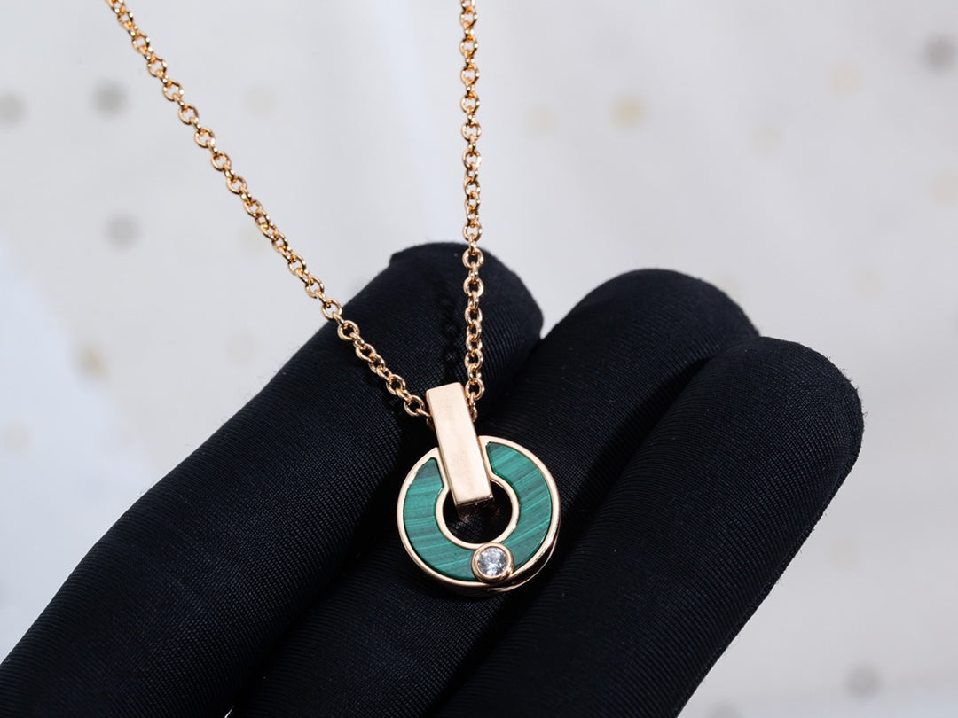 [Mystic Crown]GARI NECKLACE PINK GOLD MALACHITE