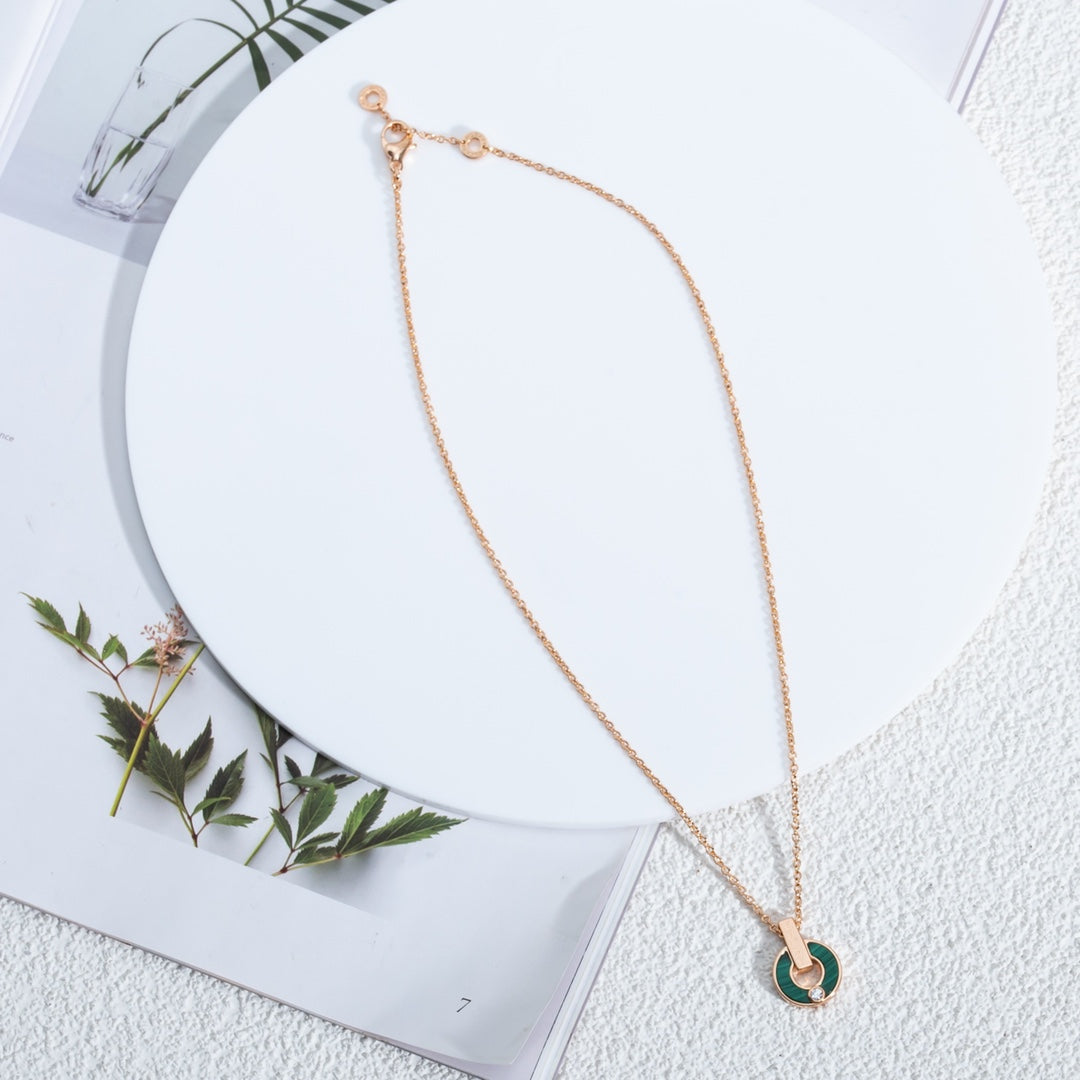 [Mystic Crown]GARI NECKLACE PINK GOLD MALACHITE