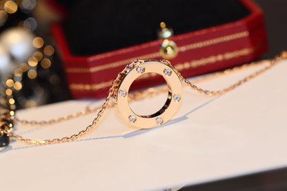 [Mystic Crown]LOVE NECKLACE 16MM 6 DIAMONDS PINK GOLD
