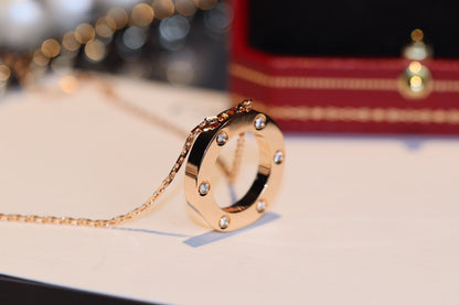 [Mystic Crown]LOVE NECKLACE 16MM 6 DIAMONDS PINK GOLD