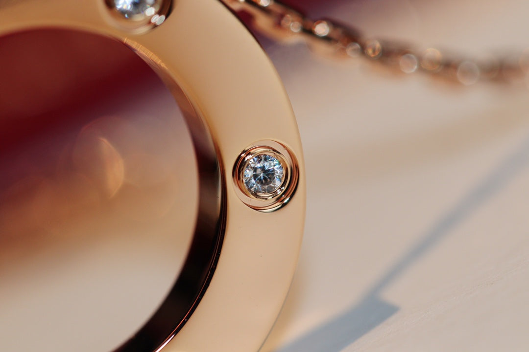 [Mystic Crown]LOVE NECKLACE 16MM 6 DIAMONDS PINK GOLD