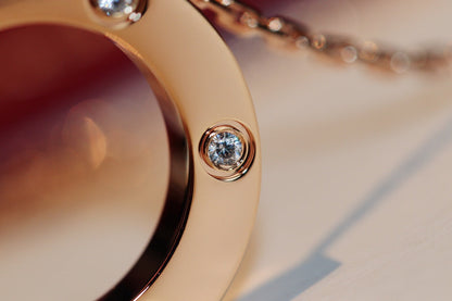 [Mystic Crown]LOVE NECKLACE 16MM 6 DIAMONDS PINK GOLD