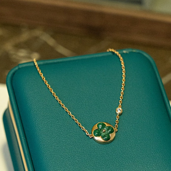 [Mystic Crown]SUN MALACHITE 1 DIAMOND PINK GOLD BRACELET