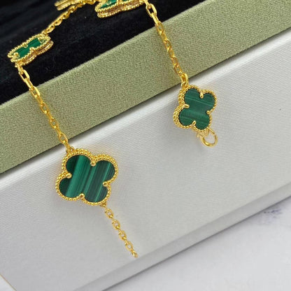 [Mystic Crown]MAGIC CLOVER MALACHITE GOLD BRACELET 5 MOTIFS