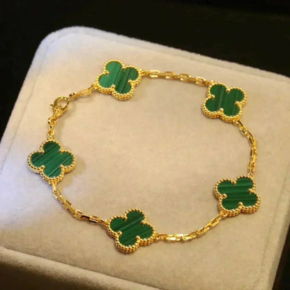 [Mystic Crown]CLOVER 5 MOTIFS MALACHITE BRACELET