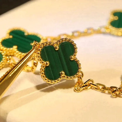 [Mystic Crown]CLOVER 5 MOTIFS MALACHITE BRACELET