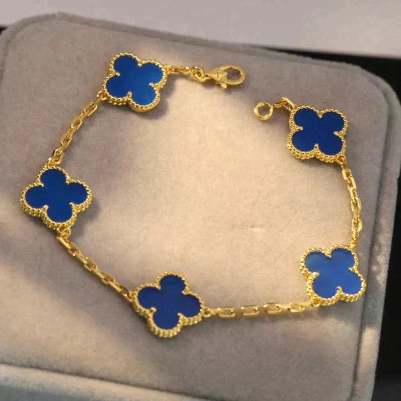 [Mystic Crown]CLOVER 5 MOTIFS BLUE AGATE BRACELET