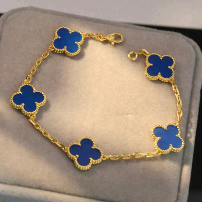 [Mystic Crown]CLOVER 5 MOTIFS BLUE AGATE BRACELET