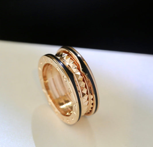 [Mystic Crown]ZERO 1 PINK GOLD BLACK CERAMIC RING