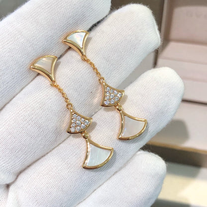 [Mystic Crown]DREAM EARRINGS 3 MOTIFS DIAMOND MOP PINK GOLD
