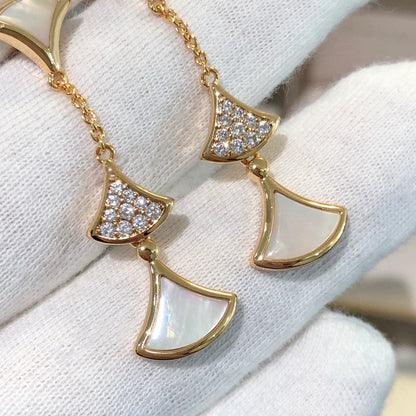 [Mystic Crown]DREAM EARRINGS 3 MOTIFS DIAMOND MOP PINK GOLD