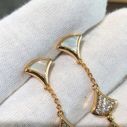 [Mystic Crown]DREAM EARRINGS 3 MOTIFS DIAMOND MOP PINK GOLD