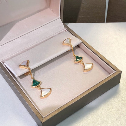 [Mystic Crown]DREAM EARRINGS 3 MOTIFS MALACHITE MOP PINK GOLD