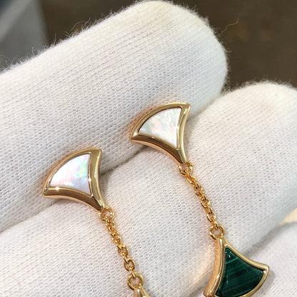 [Mystic Crown]DREAM EARRINGS 3 MOTIFS MALACHITE MOP PINK GOLD