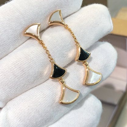 [Mystic Crown]DREAM EARRINGS 3 MOTIFS ONYX MOP PINK GOLD