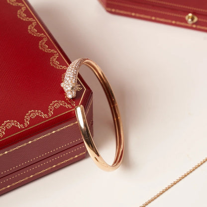 [Mystic Crown]PANTHERE ROSE GOLD DIAMOND OPEN BRACELET