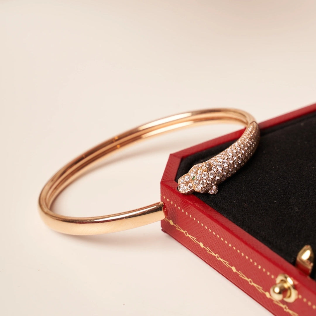 [Mystic Crown]PANTHERE ROSE GOLD DIAMOND OPEN BRACELET