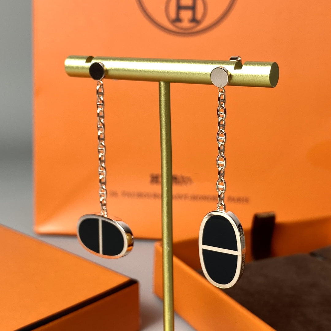 [Mystic Crown]CHAINE VERSO BLACK CERAMIC EARRINGS