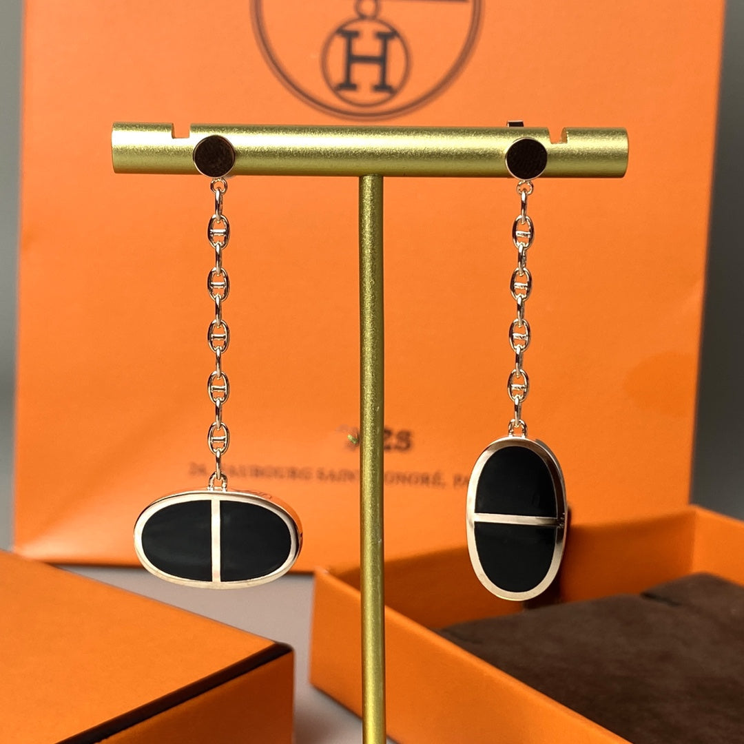 [Mystic Crown]CHAINE VERSO BLACK CERAMIC EARRINGS