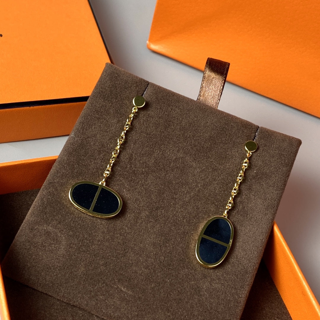 [Mystic Crown]CHAINE VERSO BLACK CERAMIC EARRINGS