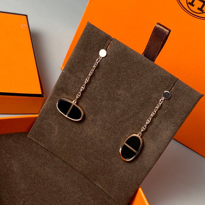 [Mystic Crown]CHAINE VERSO BLACK CERAMIC EARRINGS