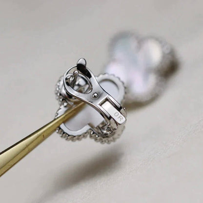 [Mystic Crown]CLOVER MEDIUM 1 MOTIFS  WHITE MOP EARRINGS SILVER