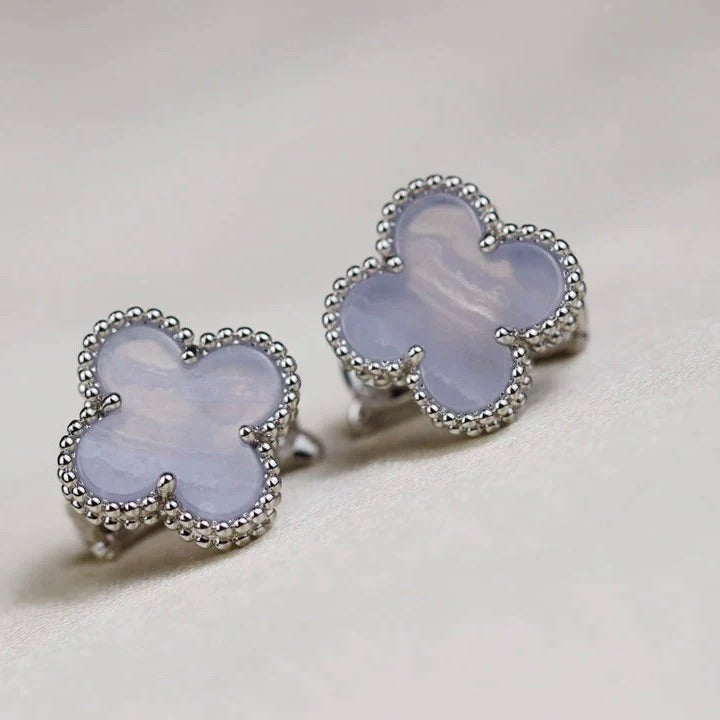 [Mystic Crown]CLOVER MEDIUM 1 MOTIFS  WHITE MOP EARRINGS SILVER