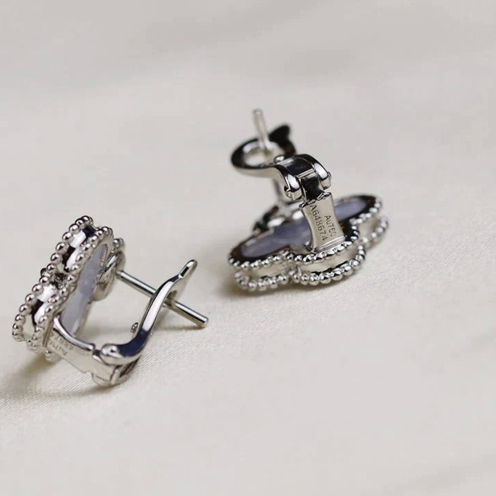 [Mystic Crown]CLOVER MEDIUM 1 MOTIFS  WHITE MOP EARRINGS SILVER