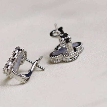 [Mystic Crown]CLOVER MEDIUM 1 MOTIFS  WHITE MOP EARRINGS SILVER