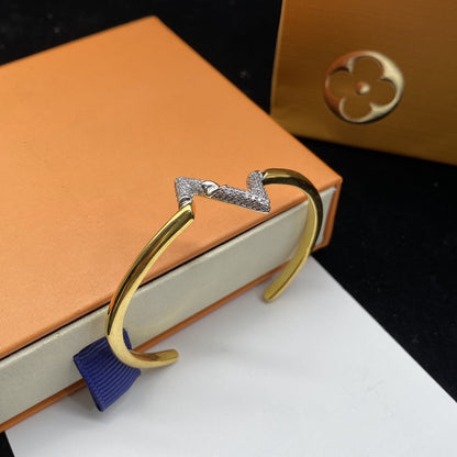 [Mystic Crown]VOLTE UPSITE DOWN DIAMOND GOLD OPEN BRACELET