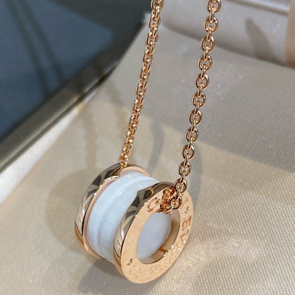 [Mystic Crown]ZERO 1 WHITE CERAMIC PINK GOLD NECKLACE