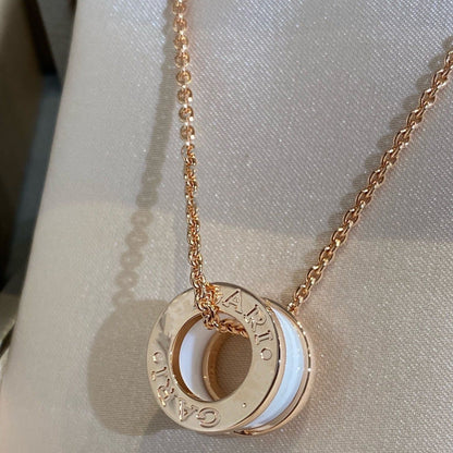 [Mystic Crown]ZERO 1 WHITE CERAMIC PINK GOLD NECKLACE