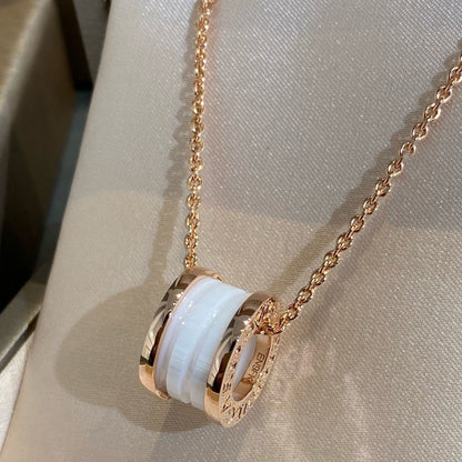 [Mystic Crown]ZERO 1 WHITE CERAMIC PINK GOLD NECKLACE