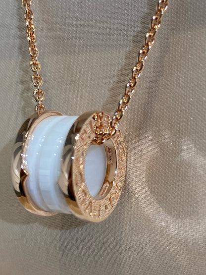 [Mystic Crown]ZERO 1 WHITE CERAMIC PINK GOLD NECKLACE