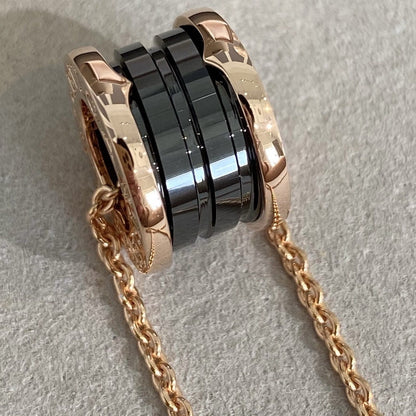 [Mystic Crown]ZERO 1 BLACK CERAMIC PINK GOLD NECKLACE