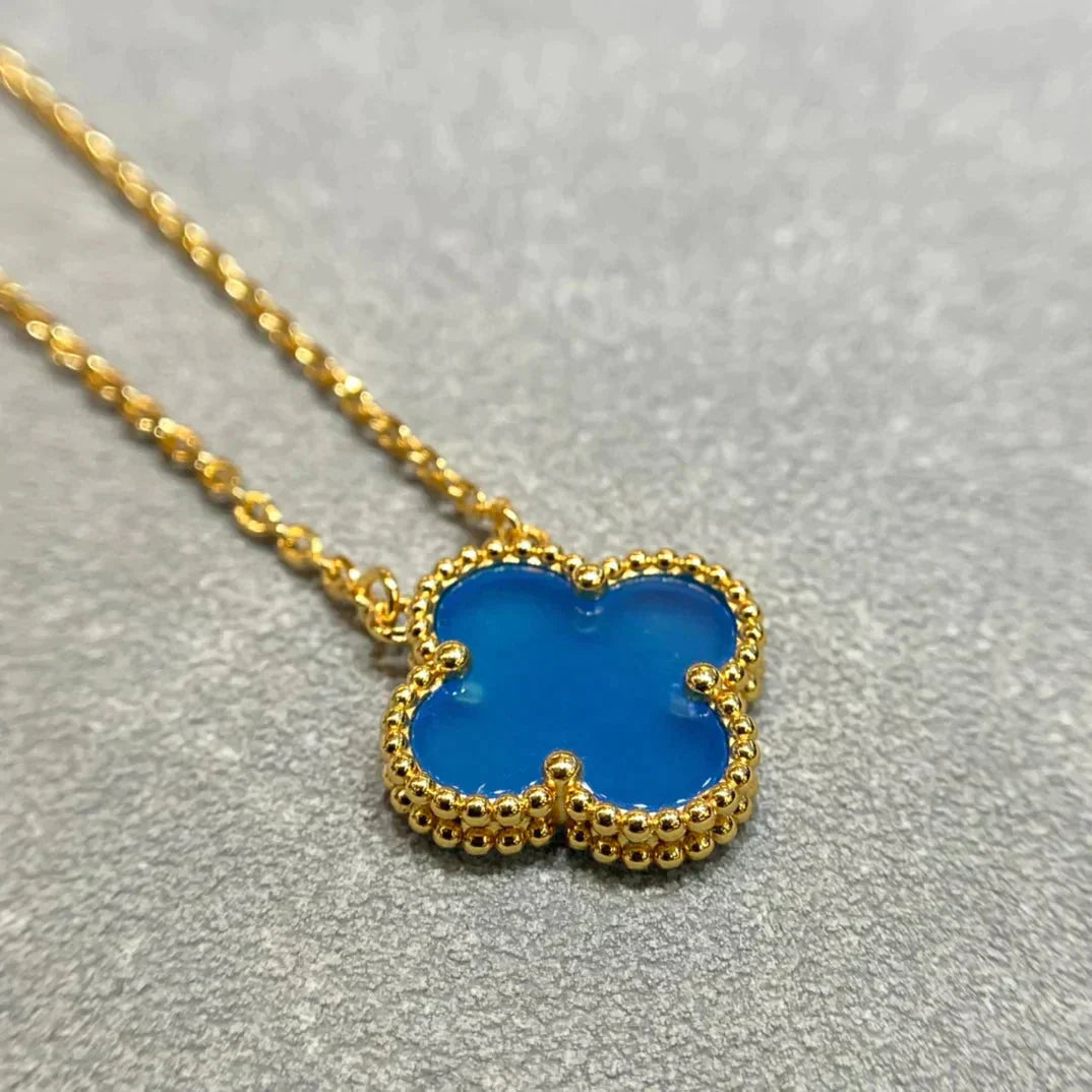 [Mystic Crown]CLOVER 15MM BLUE AGATE NECKLACE