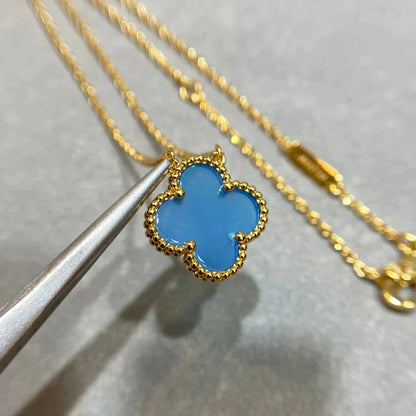 [Mystic Crown]CLOVER 15MM BLUE AGATE NECKLACE