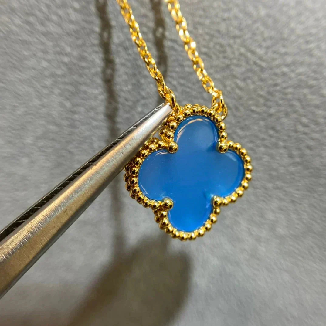 [Mystic Crown]CLOVER 15MM BLUE AGATE NECKLACE