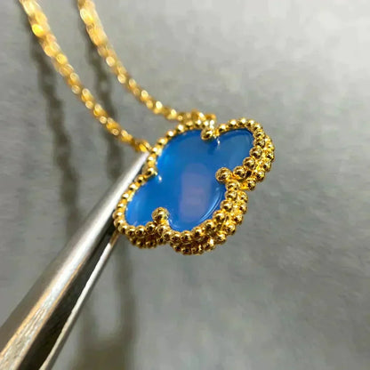 [Mystic Crown]CLOVER 15MM BLUE AGATE NECKLACE