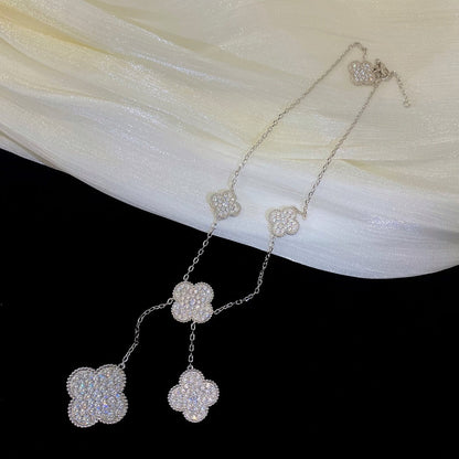 [Mystic Crown]CLOVER 5 MOTIFS SILVER DIAMONDS NECKLACE