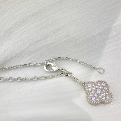 [Mystic Crown]CLOVER 5 MOTIFS SILVER DIAMONDS NECKLACE