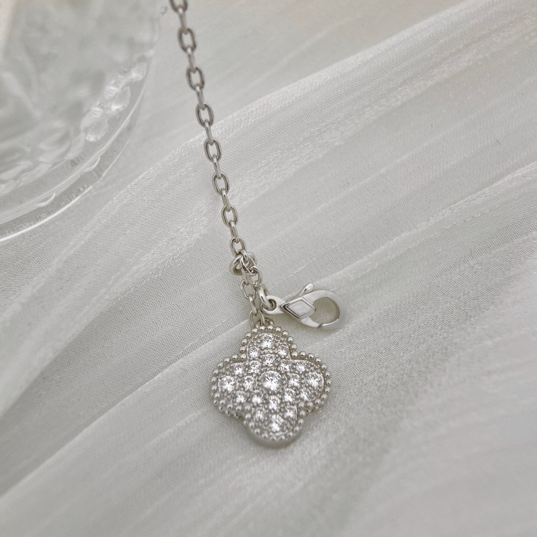 [Mystic Crown]CLOVER 5 MOTIFS SILVER DIAMONDS NECKLACE