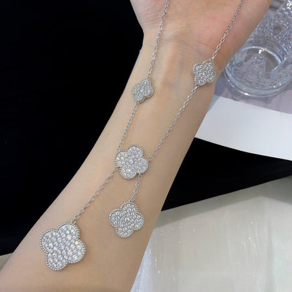 [Mystic Crown]CLOVER 5 MOTIFS SILVER DIAMONDS NECKLACE
