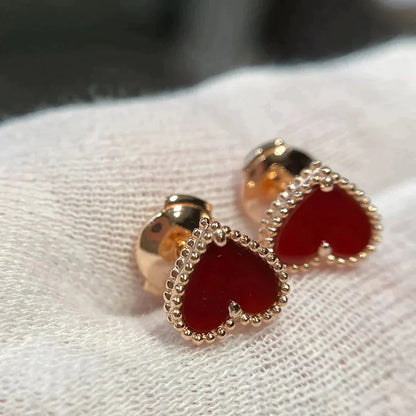 [Mystic Crown]HEART CARNELIAN STUD EARRINGS