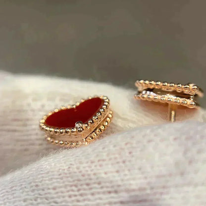 [Mystic Crown]HEART CARNELIAN STUD EARRINGS