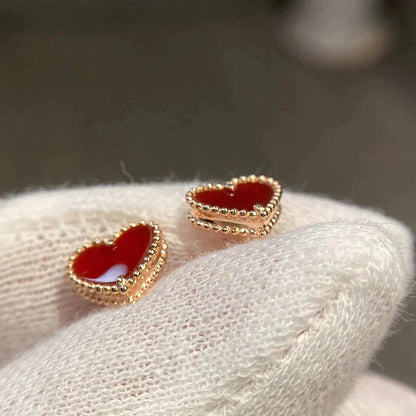 [Mystic Crown]HEART CARNELIAN STUD EARRINGS